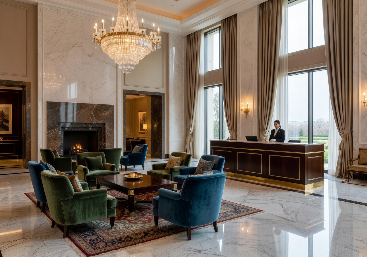 Elegant hotel lobby interior