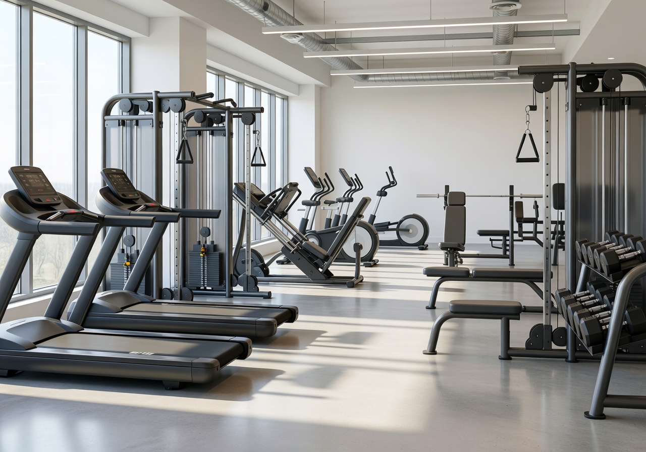 Modern fitness center equipment